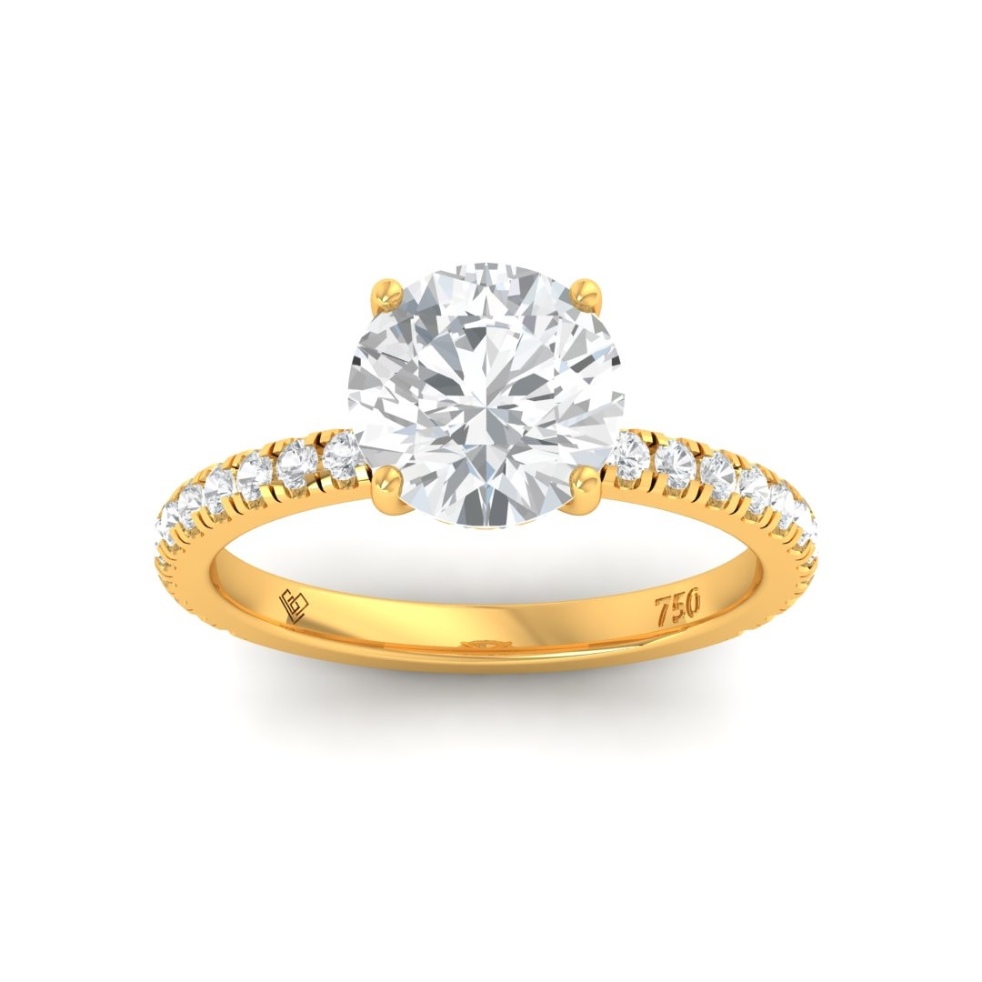 Chloé Round Cut Diamond Engagement Ring with Diamond Hidden Halo and Diamond Band