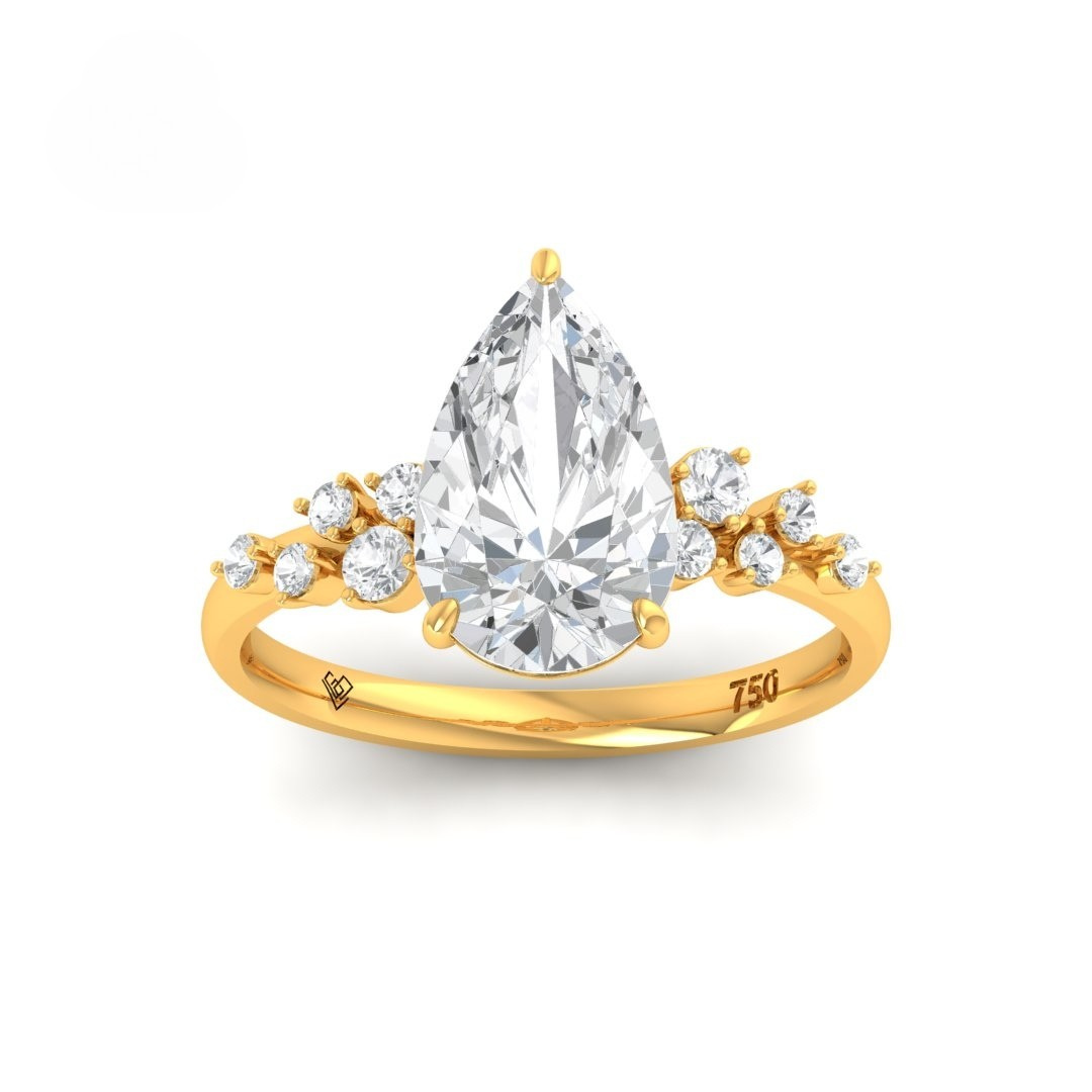 Layla Pear Cut Diamond Engagement Ring With Diamond Accent Band