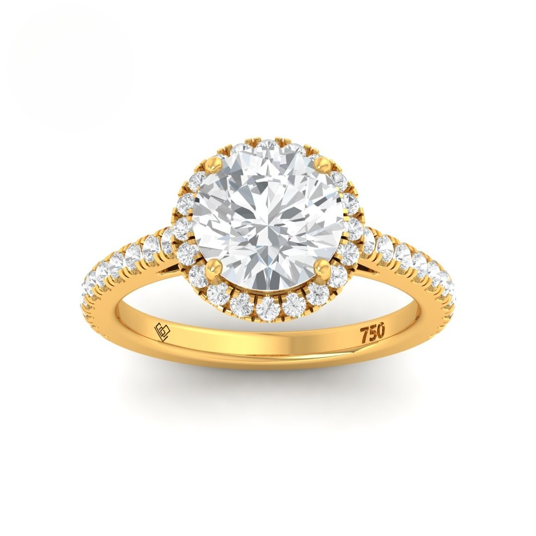 Bella Round Cut Diamond Engagement Ring with Diamond Halo & Diamond Band