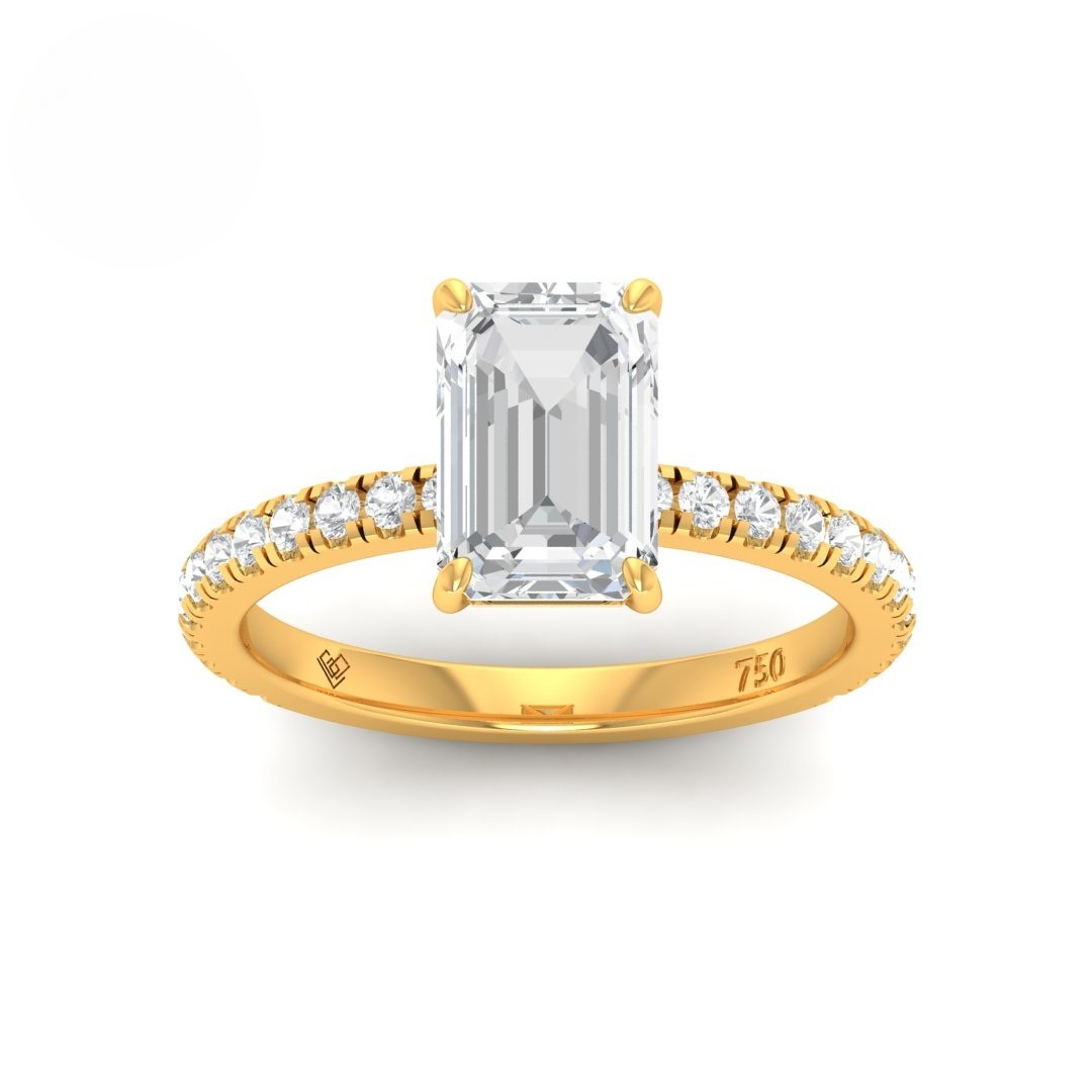 Abigail Emerald With Diamond Band Engagement Ring