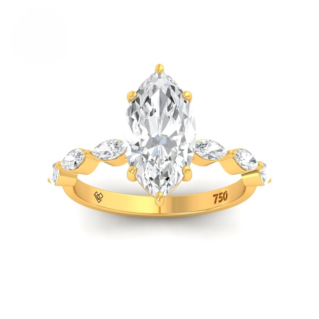 Kasandra Marquise Cut Diamond Engagement Ring With A Marquise Cut Diamond Band