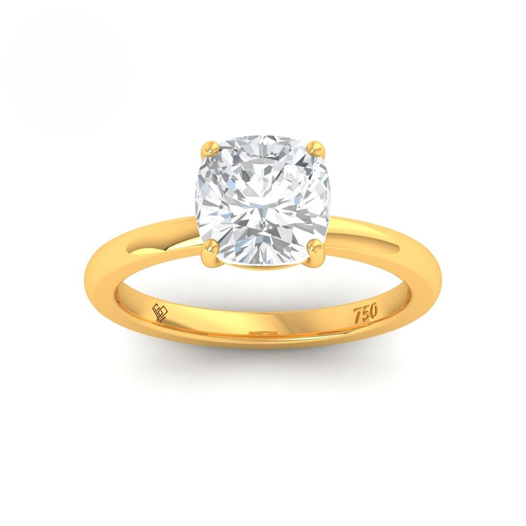 Noémie Solitaire Cushion Cut With Diamond Engagement Ring