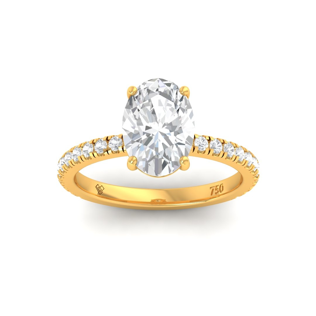 Chloé Oval Cut Diamond Engagement Ring with Diamond Hidden Halo and Diamond Band