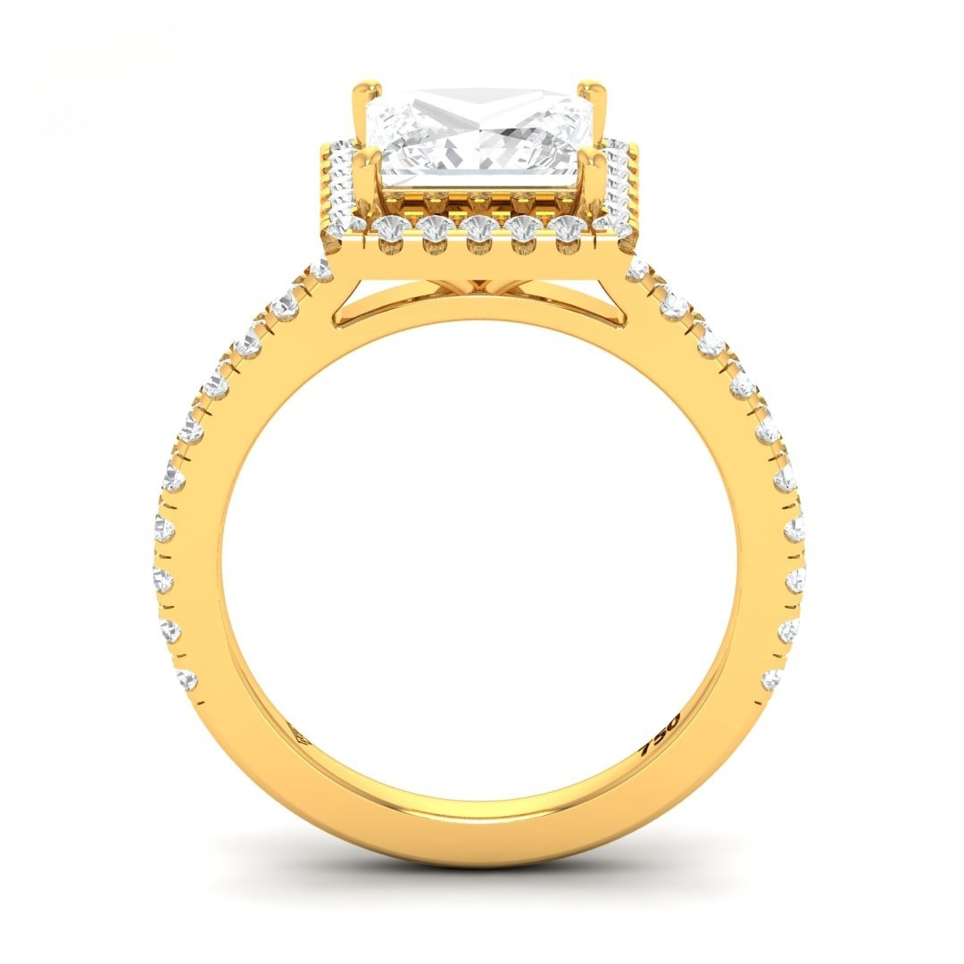 Bella Princess Cut Diamond Engagement Ring with Diamond Halo & Diamond Band