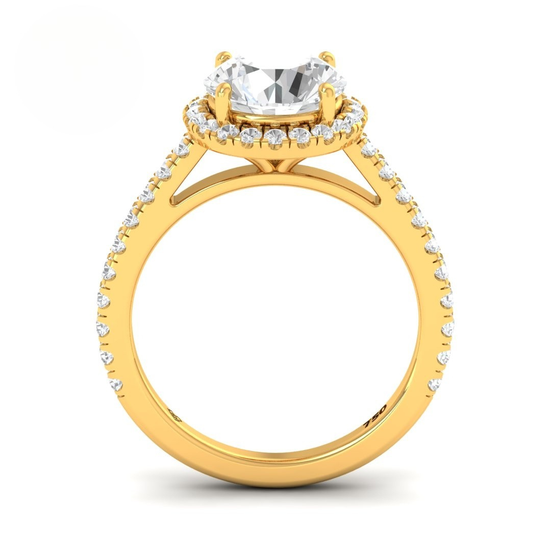 Bella Round Cut Diamond Engagement Ring with Diamond Halo & Diamond Band