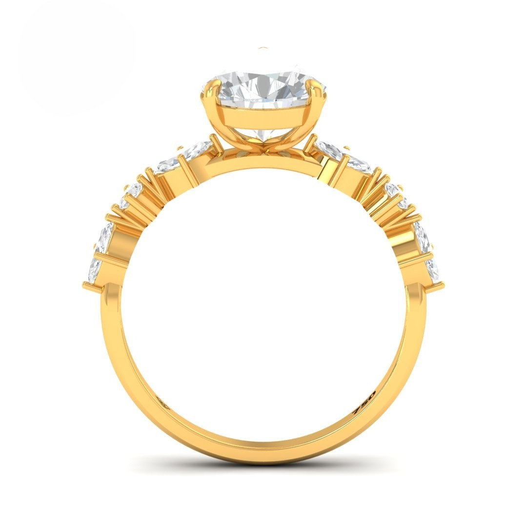 Elizabeth Pear Cut Diamond Engagement Ring With A Marquise And Round Cut Diamond Band
