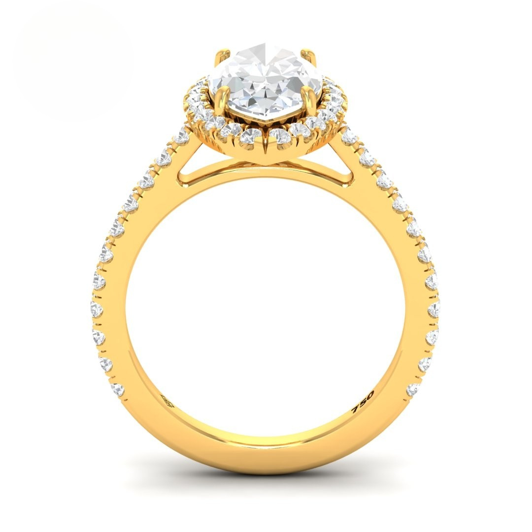 Bella Marquise Cut Diamond Engagement Ring with Diamond Halo & Diamond Band