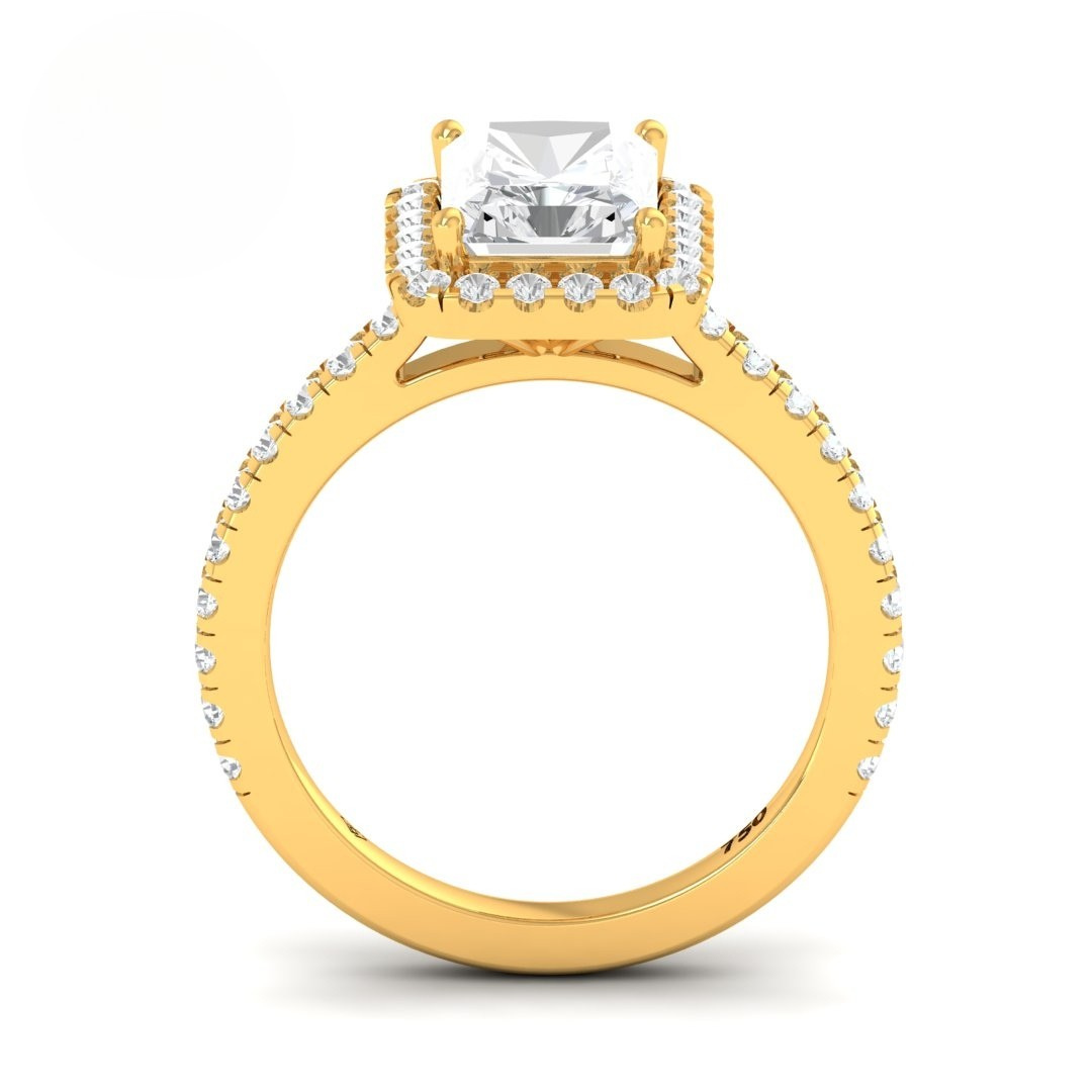 Bella Radiant Cut Diamond Engagement Ring with Diamond Halo & Diamond Band