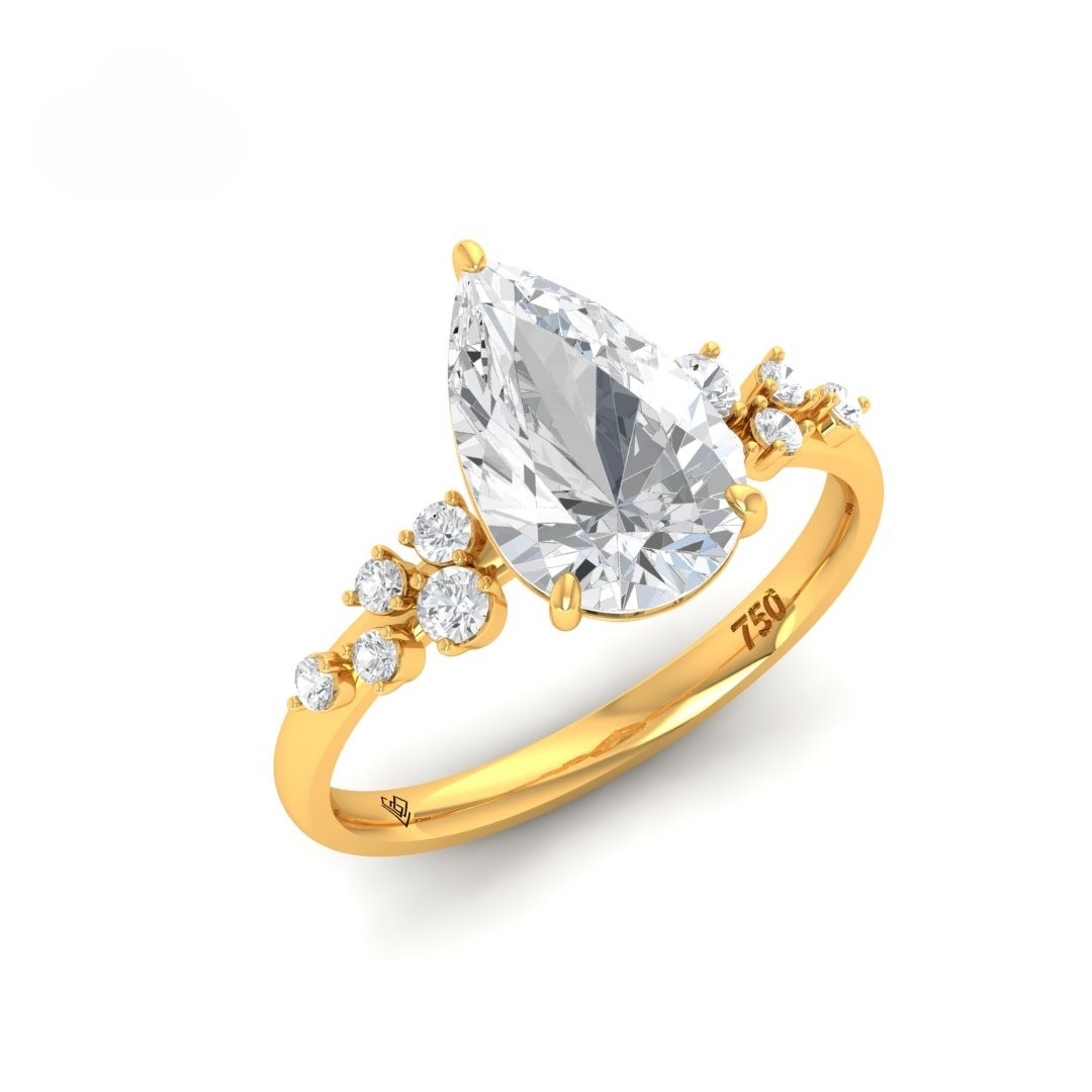 Layla Pear Cut Diamond Engagement Ring With Diamond Accent Band