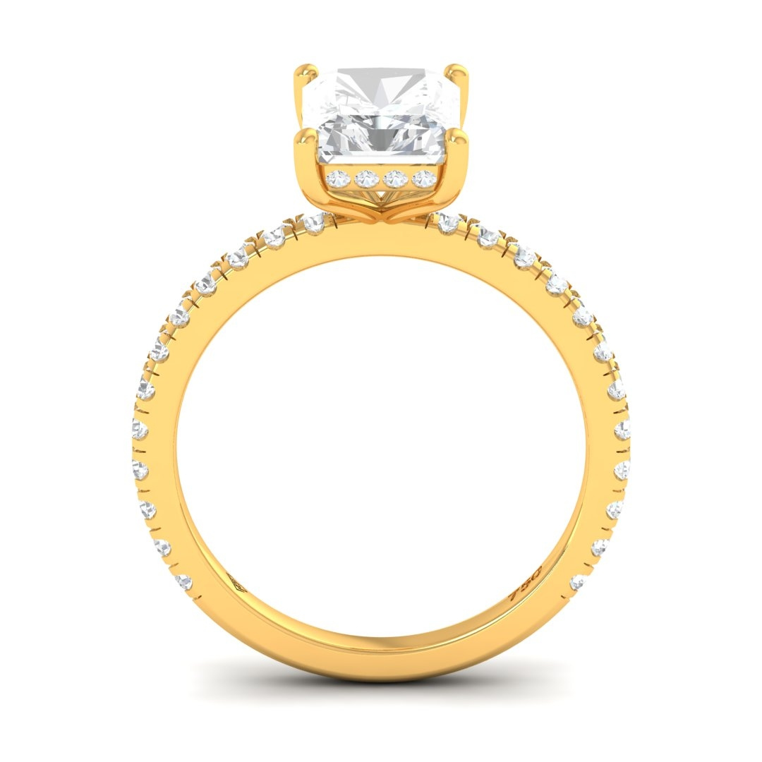 Chloé Radiant Cut Diamond Engagement Ring with Diamond Hidden Halo and Diamond Band