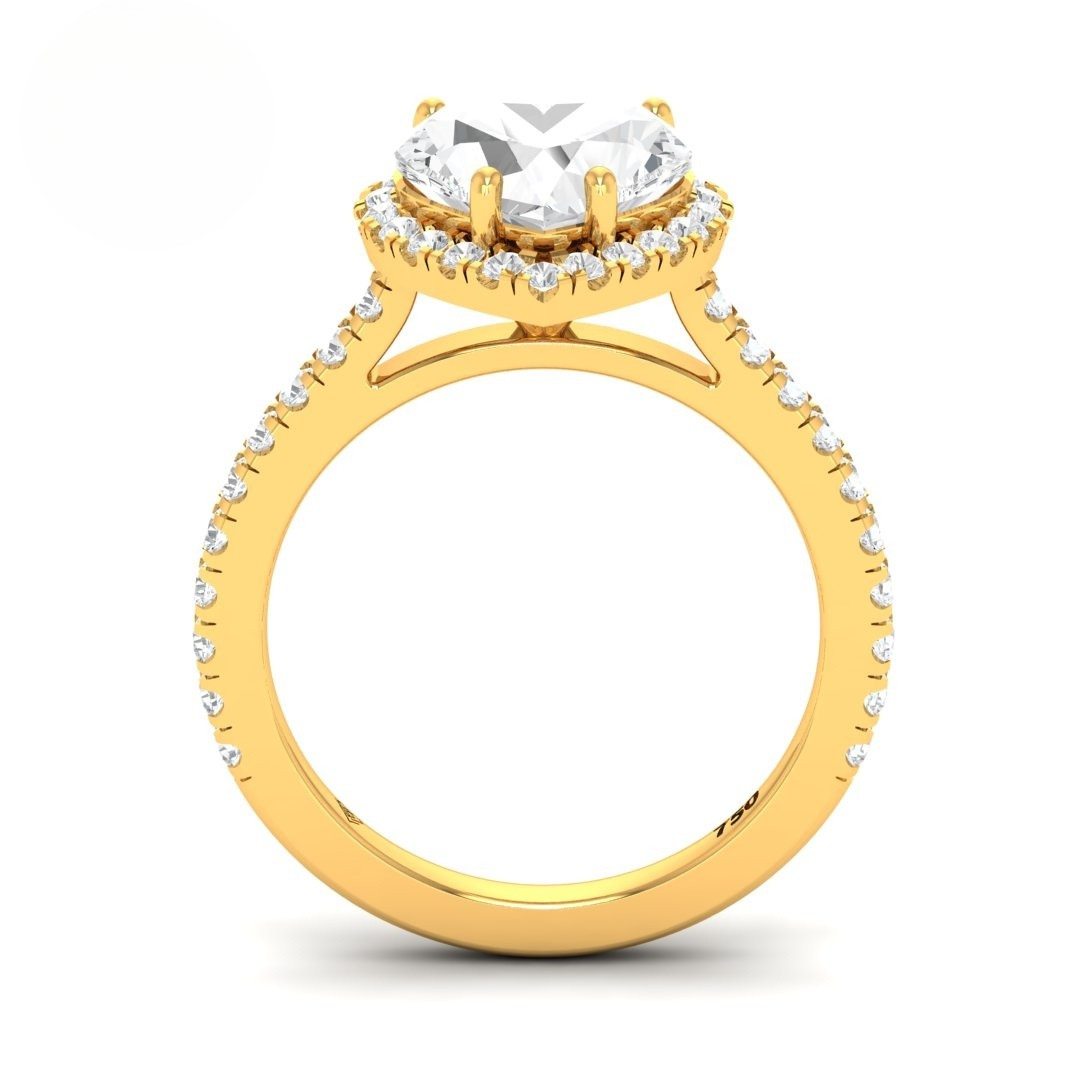 Bella Heart Cut Diamond Engagement Ring with Diamond Halo & Diamond Band