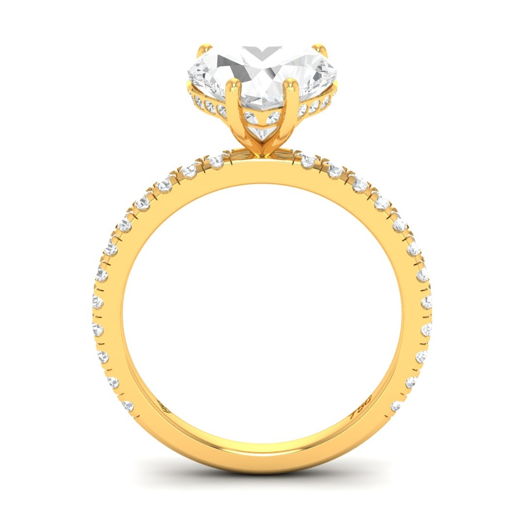 Chloé Heart Cut Diamond Engagement Ring with Diamond Hidden Halo and Diamond Band