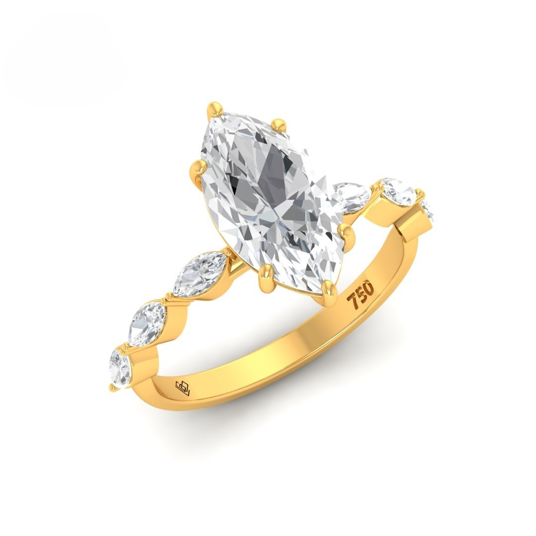 Kasandra Marquise Cut Diamond Engagement Ring With A Marquise Cut Diamond Band