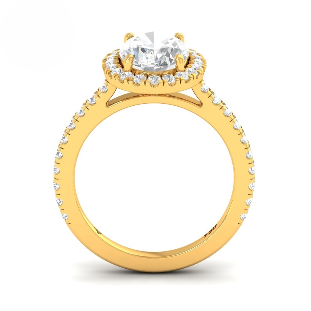 Bella Oval Cut Diamond Engagement Ring with Diamond Halo & Diamond Band