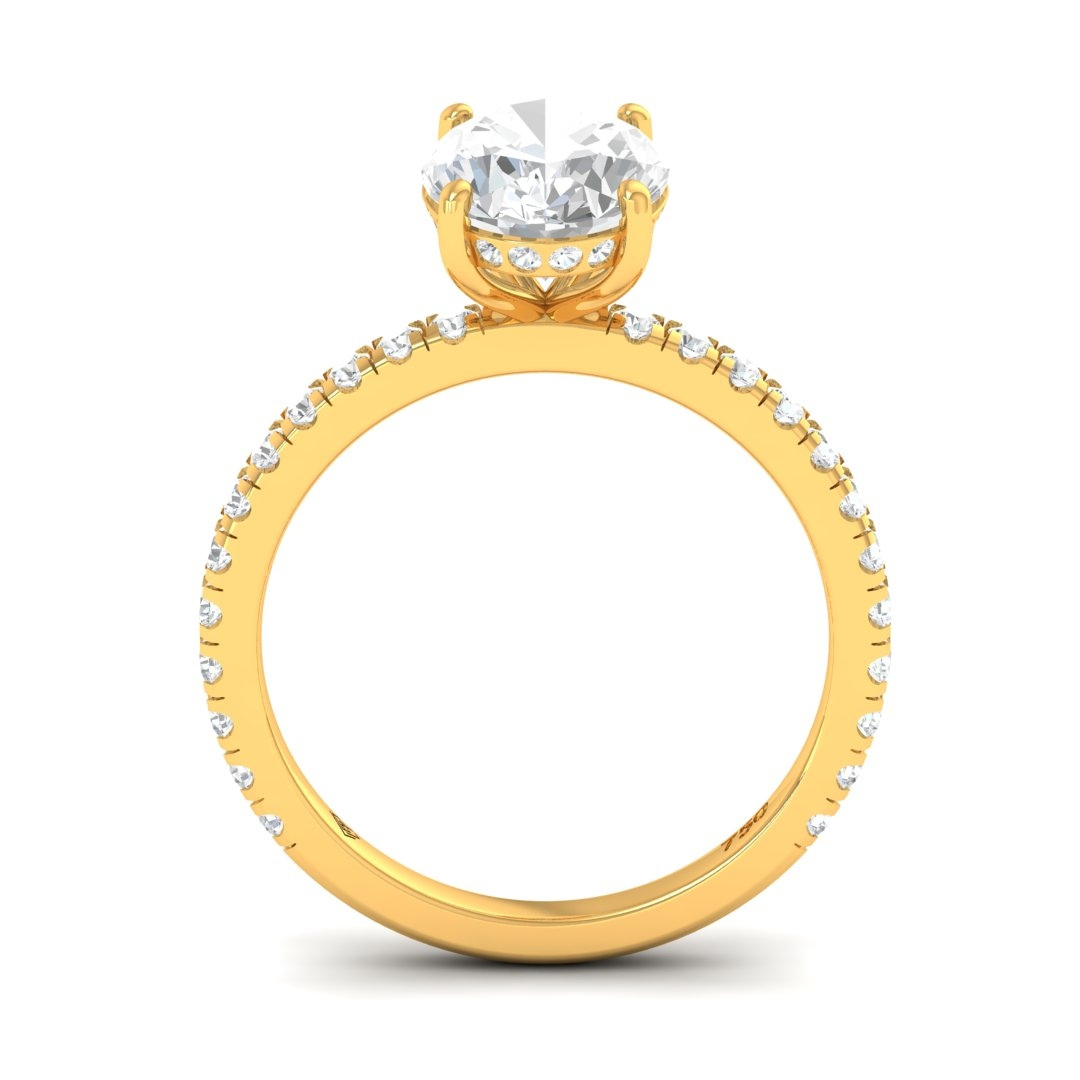 Chloé Oval Cut Diamond Engagement Ring with Diamond Hidden Halo and Diamond Band