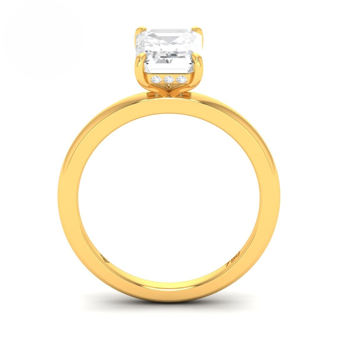 Léa Emerald Cut Diamond With Hidden Halo Engagement Ring