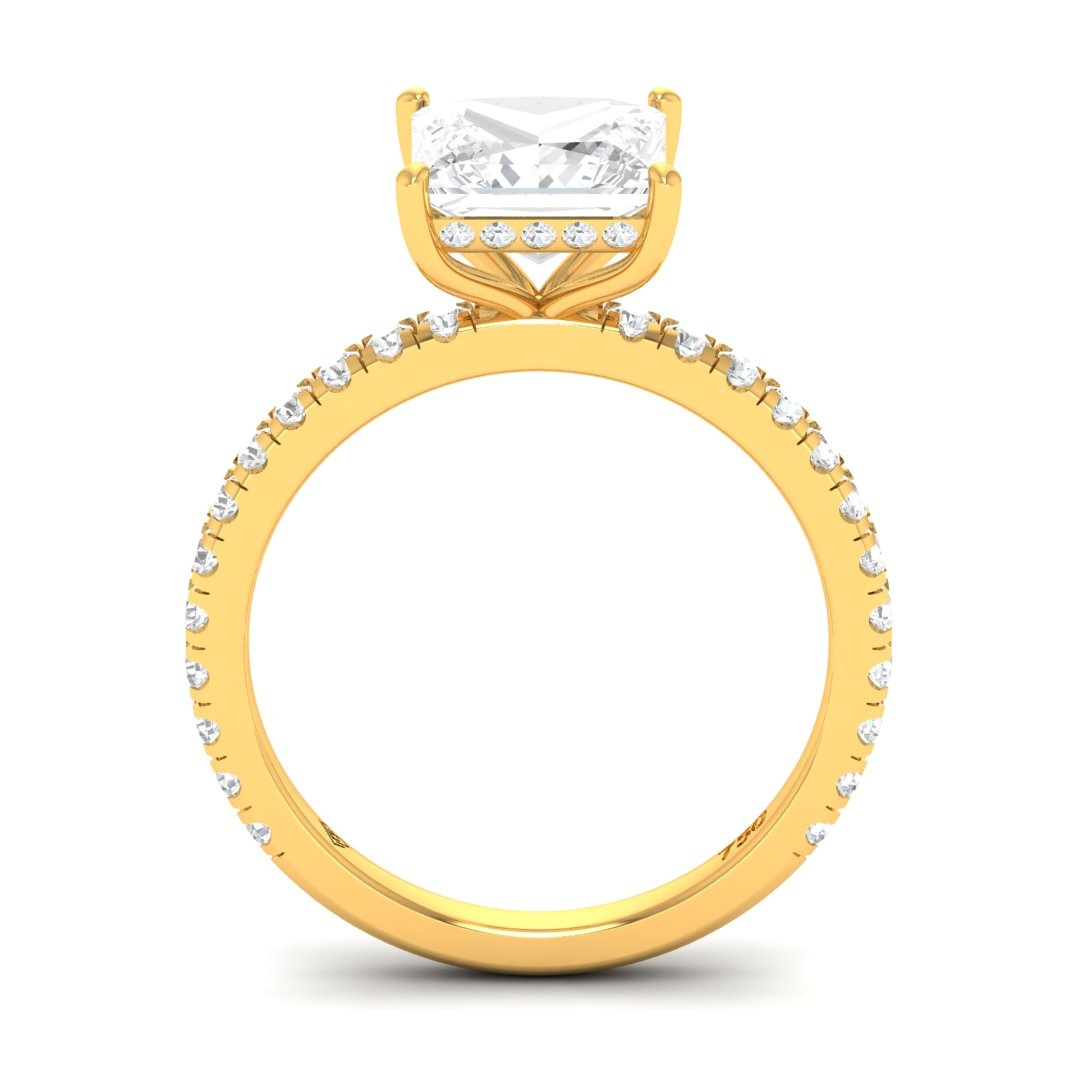 Chloé Princess Cut Diamond Engagement Ring with Diamond Hidden Halo and Diamond Band