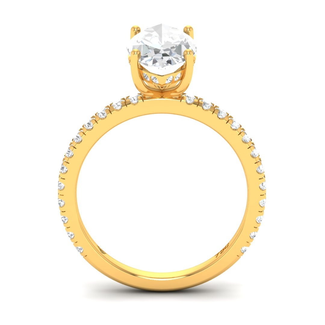 Chloé Marquise Cut Diamond Engagement Ring with Diamond Hidden Halo and Diamond Band