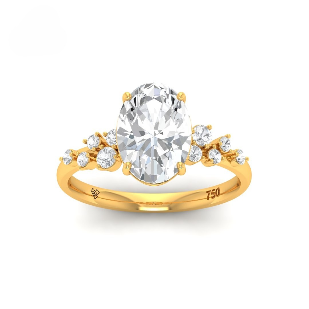Layla Oval Cut Diamond Engagement Ring With Diamond Accent Band