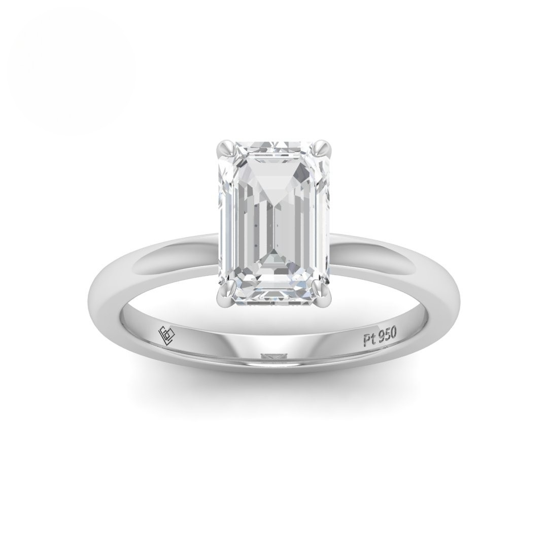 Léa Emerald Cut Diamond With Hidden Halo Engagement Ring
