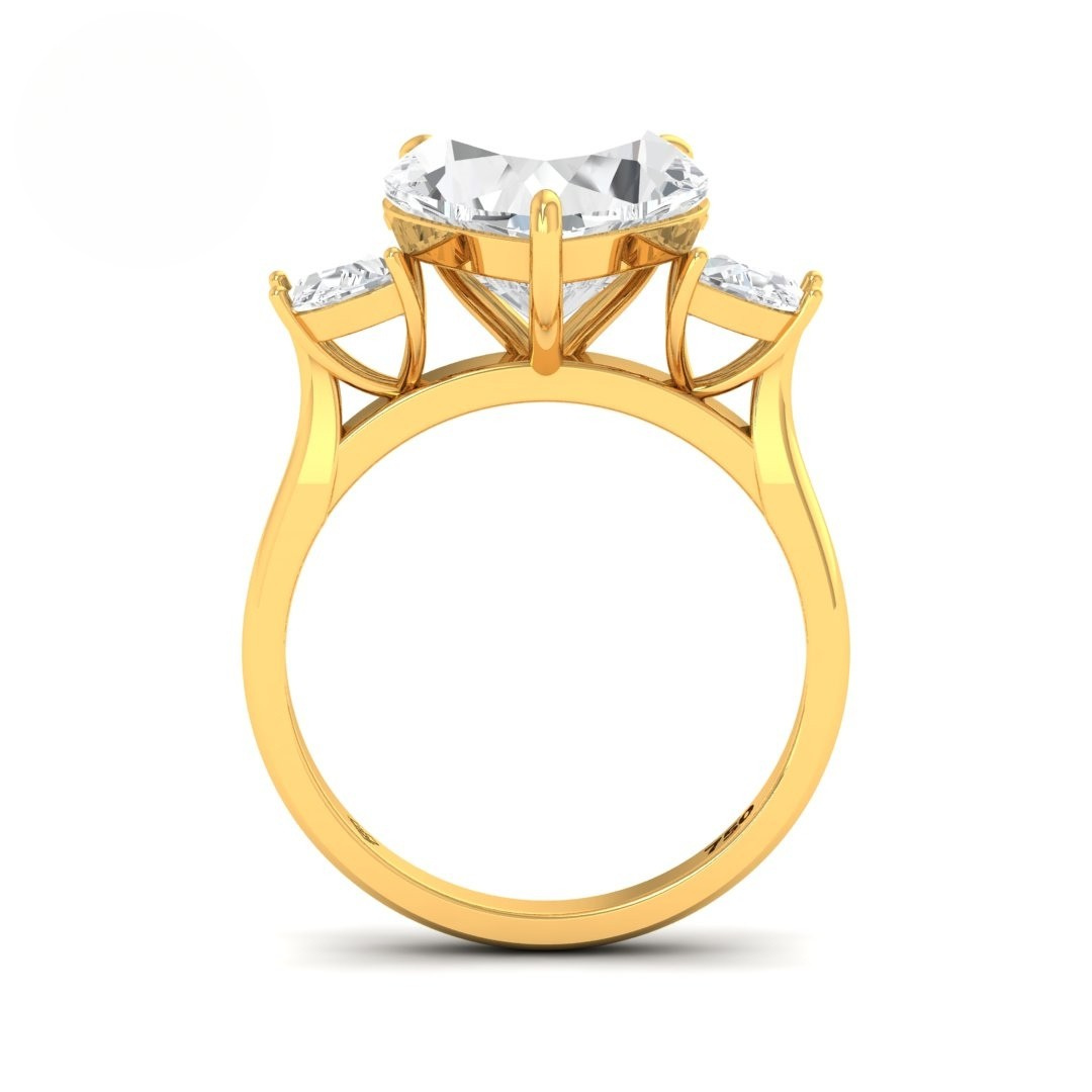 Kamala Heart Cut Diamond Engagement Ring with Half Moon Cut Side Diamonds