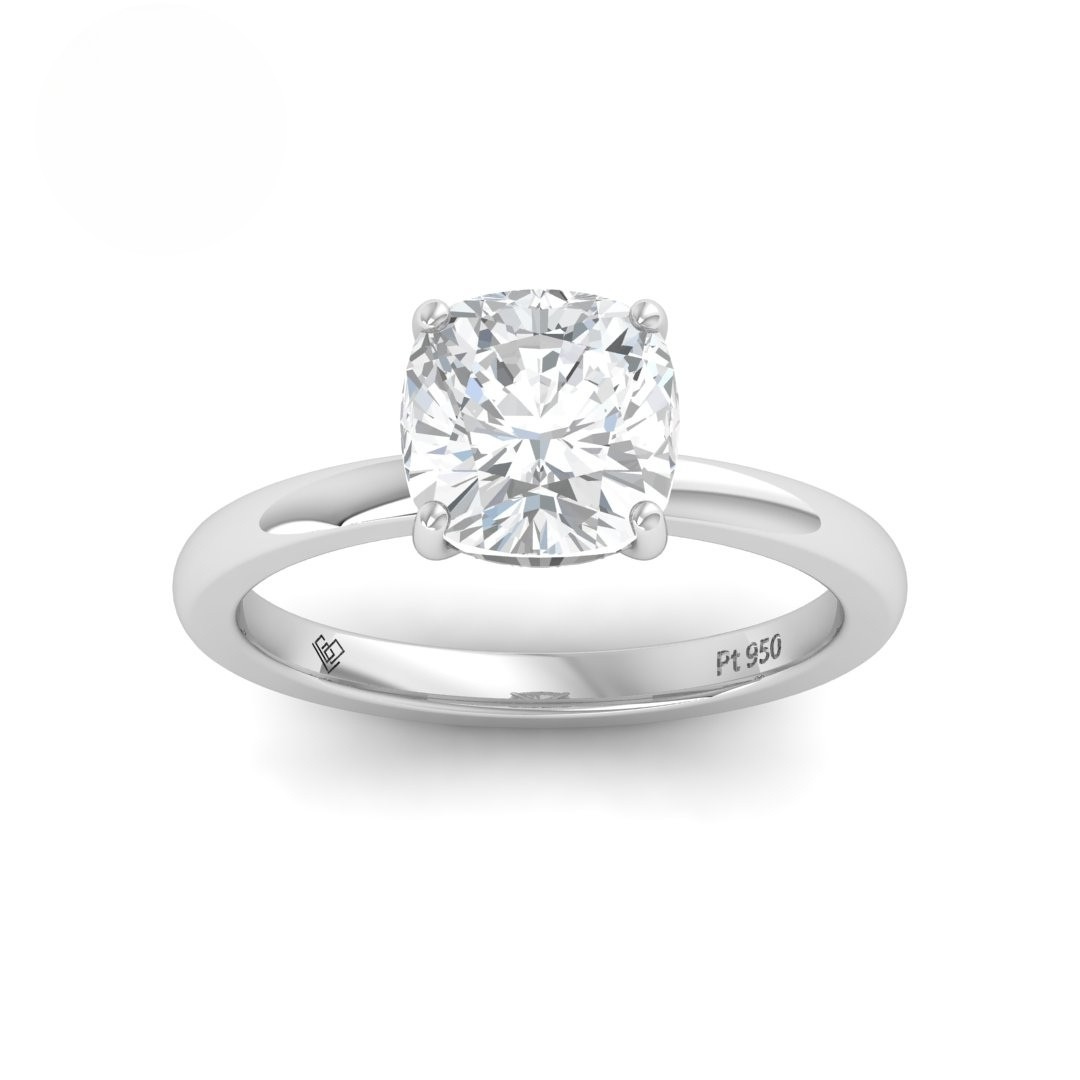 Léa Cushion Cut Diamond With Hidden Halo Engagement Ring