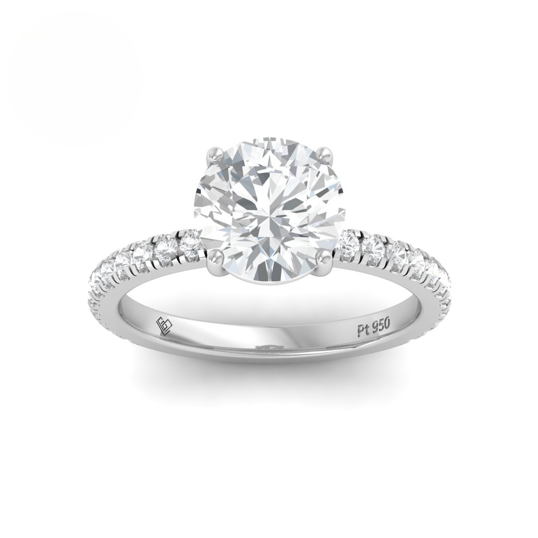 Abigail Round With Diamond Band Engagement Ring
