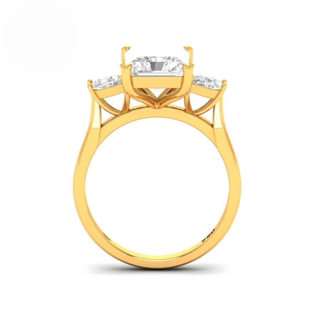 Kamala Radiant Cut Diamond Engagement Ring With Half Moon Cut Side Diamond