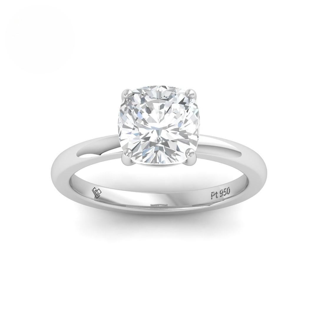 Noémie Solitaire Cushion Cut With Diamond Engagement Ring