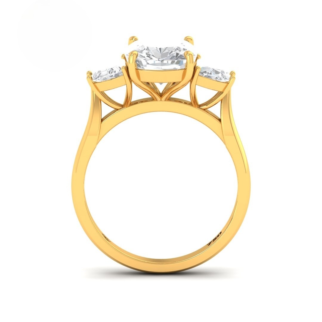 Kamala Cushion Cut Diamond Engagement Ring with Half Moon Cut Side Diamonds