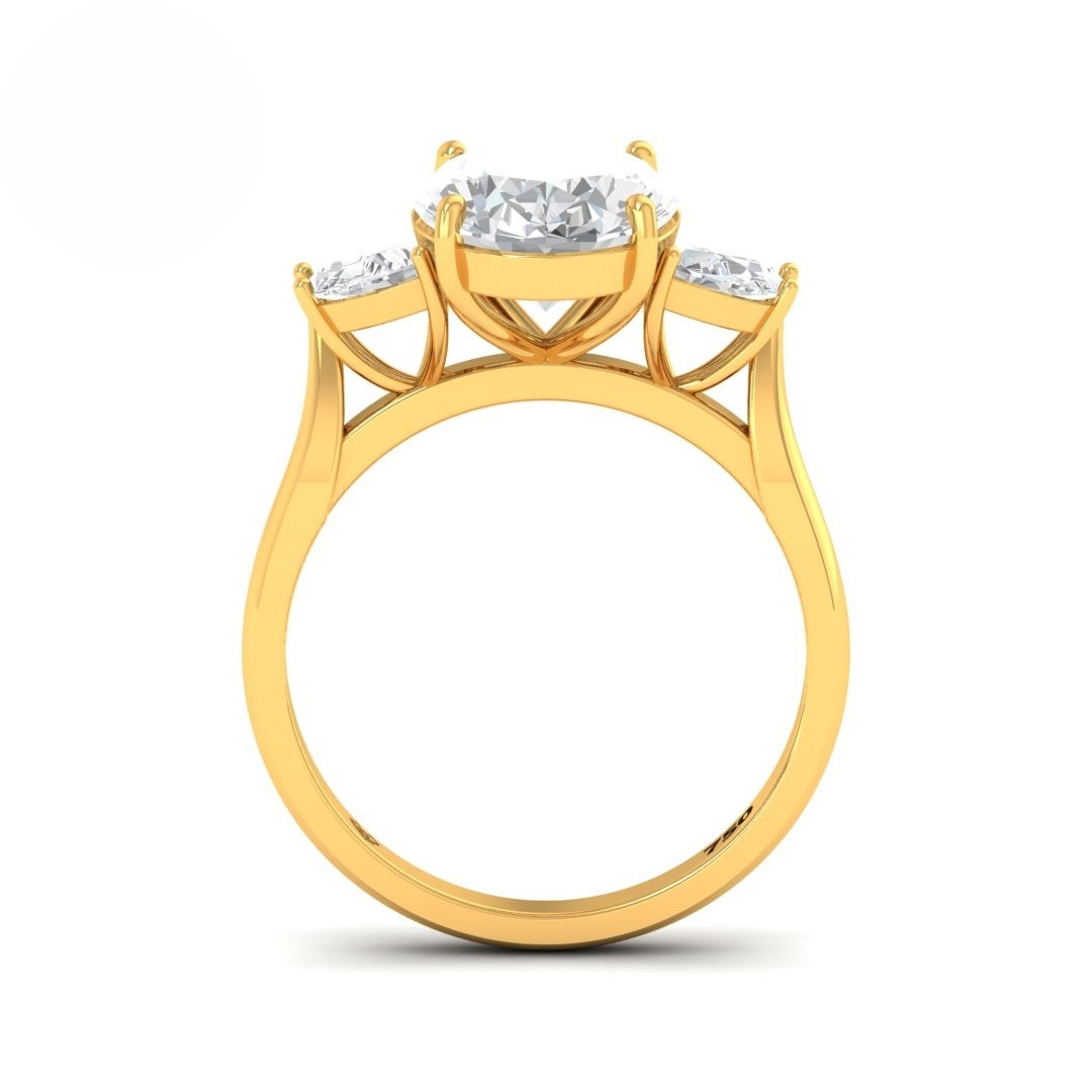 Kamala Oval Cut Diamond Engagement Ring with Half Moon Cut Side Diamonds