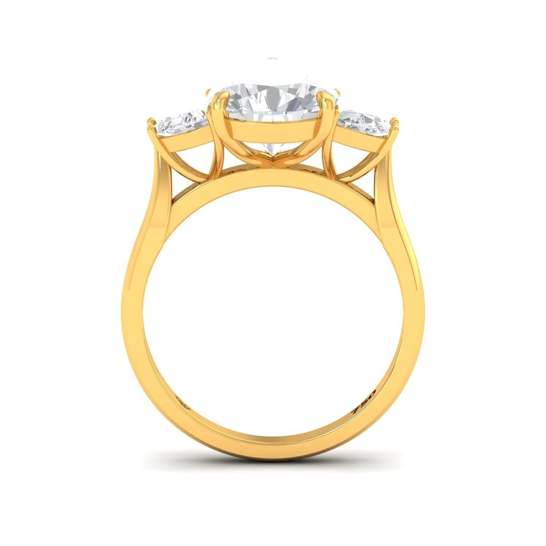 Kamala Pear Cut Diamond Engagement Ring With Half Moon Cut Side Diamonds