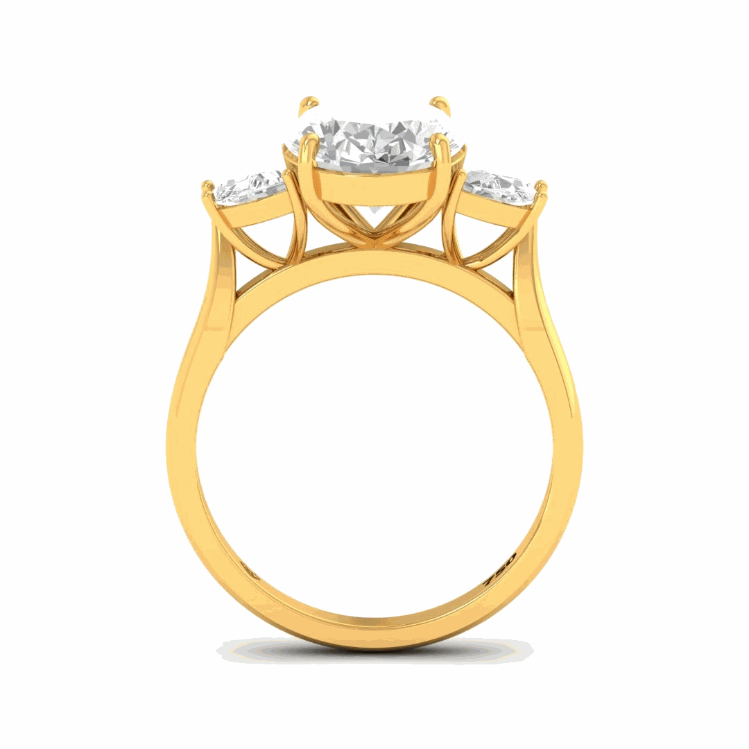 Kamala Oval Cut Diamond Engagement Ring with Half Moon Cut Side Diamonds
