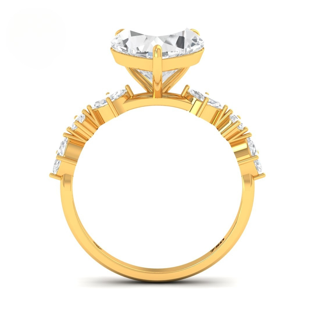Elizabeth Heart Cut Diamond Engagement Ring With A Marquise and Round Cut Diamond Band