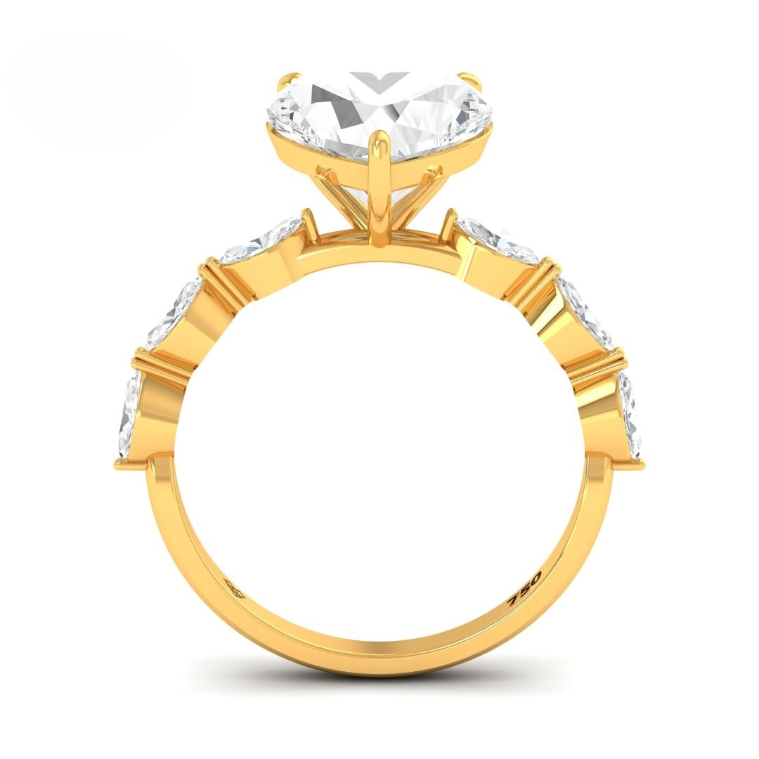 Kasandra Heart Cut Diamond Engagement RIng With A Marquise Cut Diamond Band