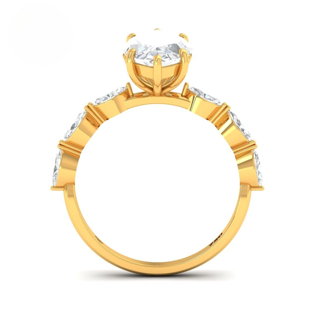 Bague de fiançailles Kasandra en diamant taille marquise avec anneau en diamant taille marquise