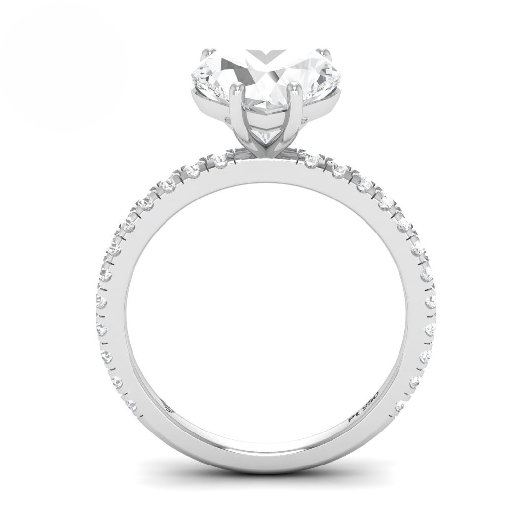 Abigail Heart With Diamond Band Engagement Ring