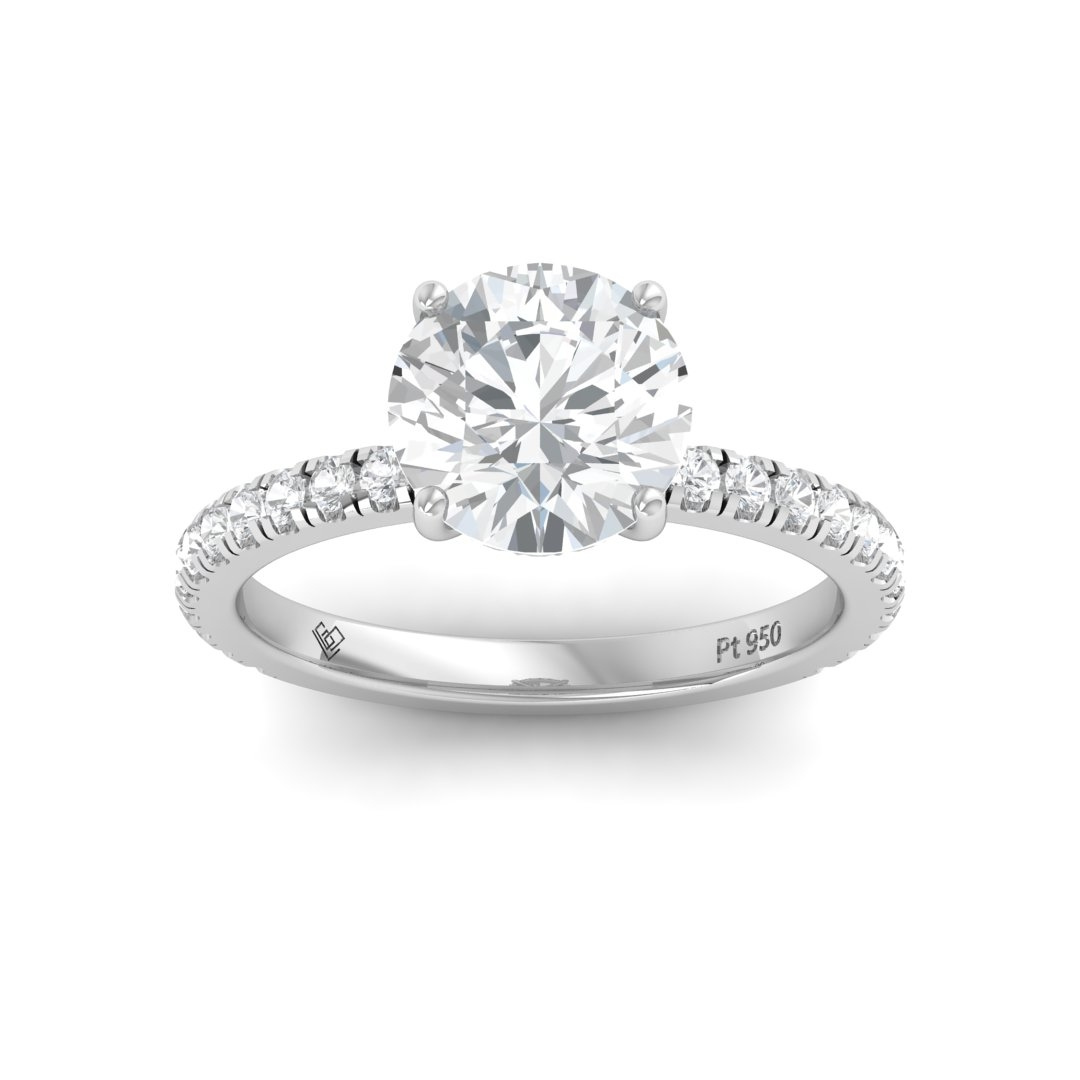 Chloé Round Cut Diamond Engagement Ring with Diamond Hidden Halo and Diamond Band