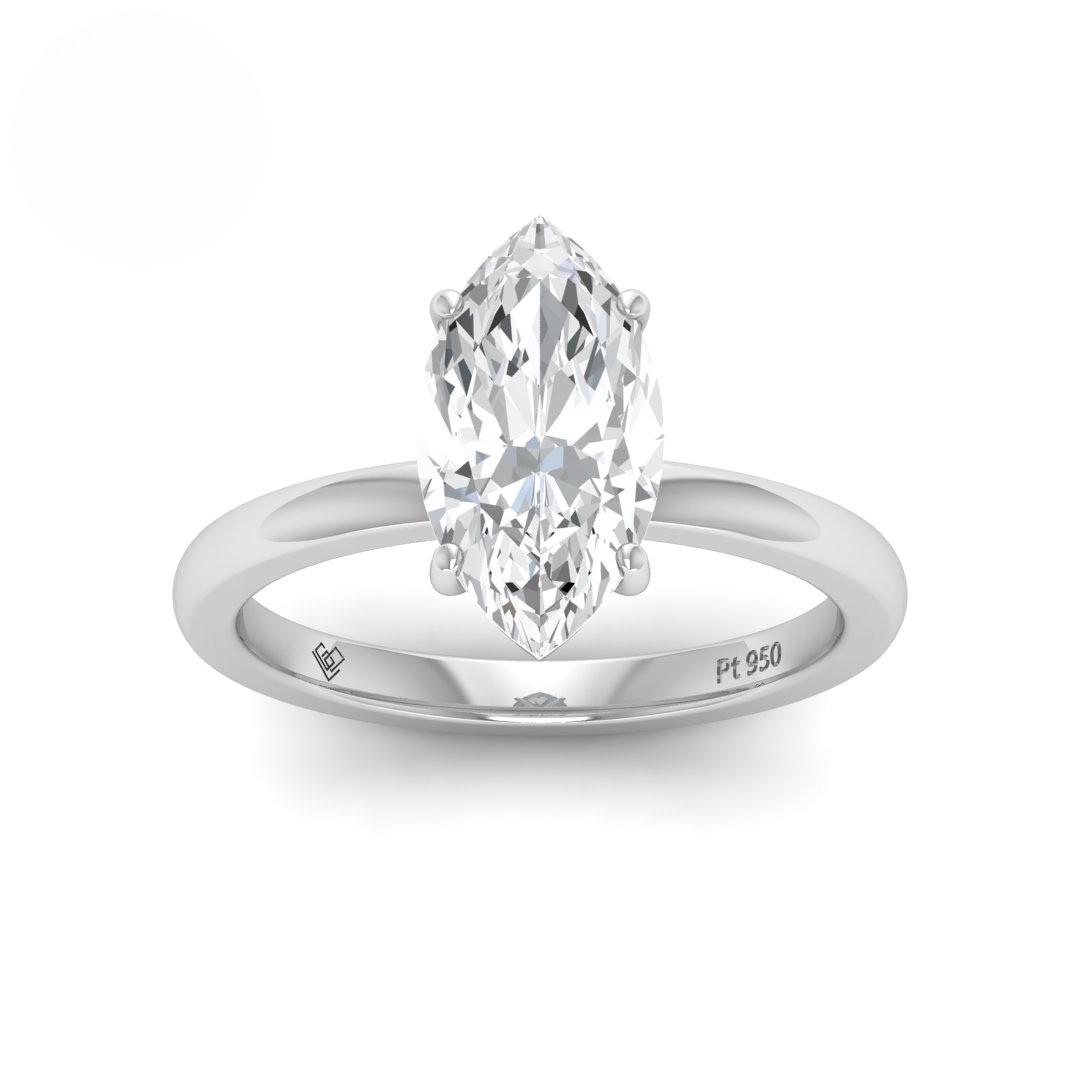 Léa Marquise Cut Diamond With Hidden Halo Engagement Ring