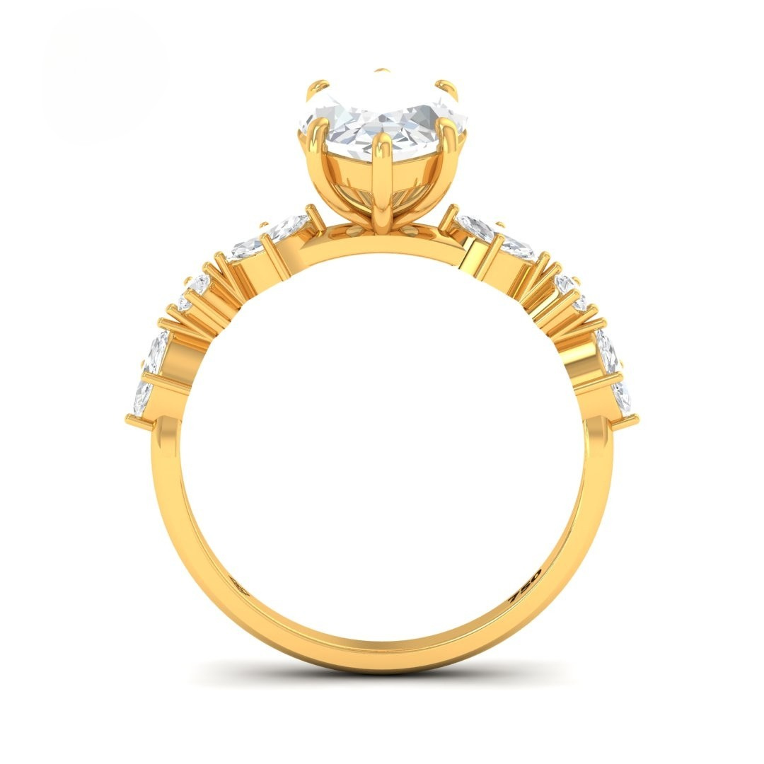 Elizabeth Marquise Cut Diamond Engagement Ring With A Marquise and Round Cut Diamond Band