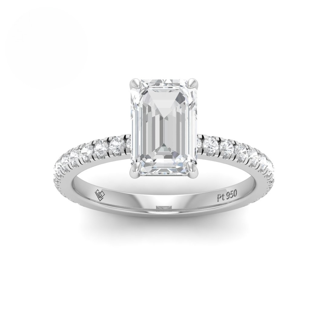 Abigail Emerald With Diamond Band Engagement Ring