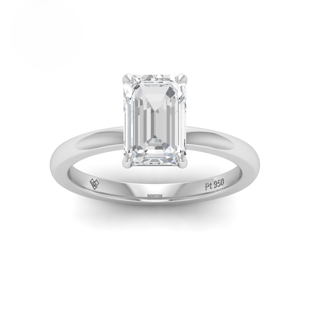 Noémie Solitaire Emerald Cut With Diamond Engagement Ring