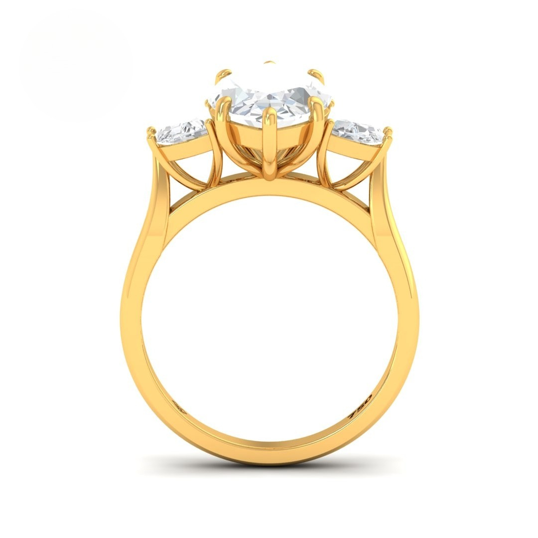Kamala Marquise Cut Diamond Enagement Ring with Half Moon Cut Side Diamonds