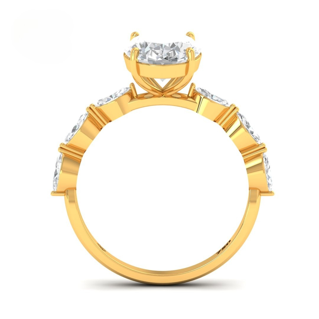 Kasandra Oval Cut Diamond Engagement Ring With A Marquise Cut Diamond Band