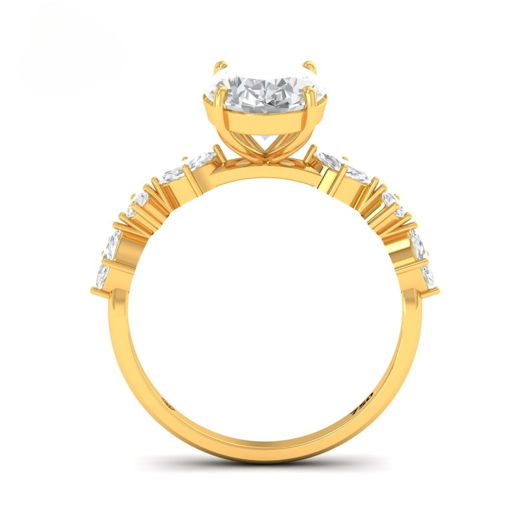 Elizabeth Oval Cut Diamond Engagement Ring With A Marquise And Round Cut Diamond Band.
