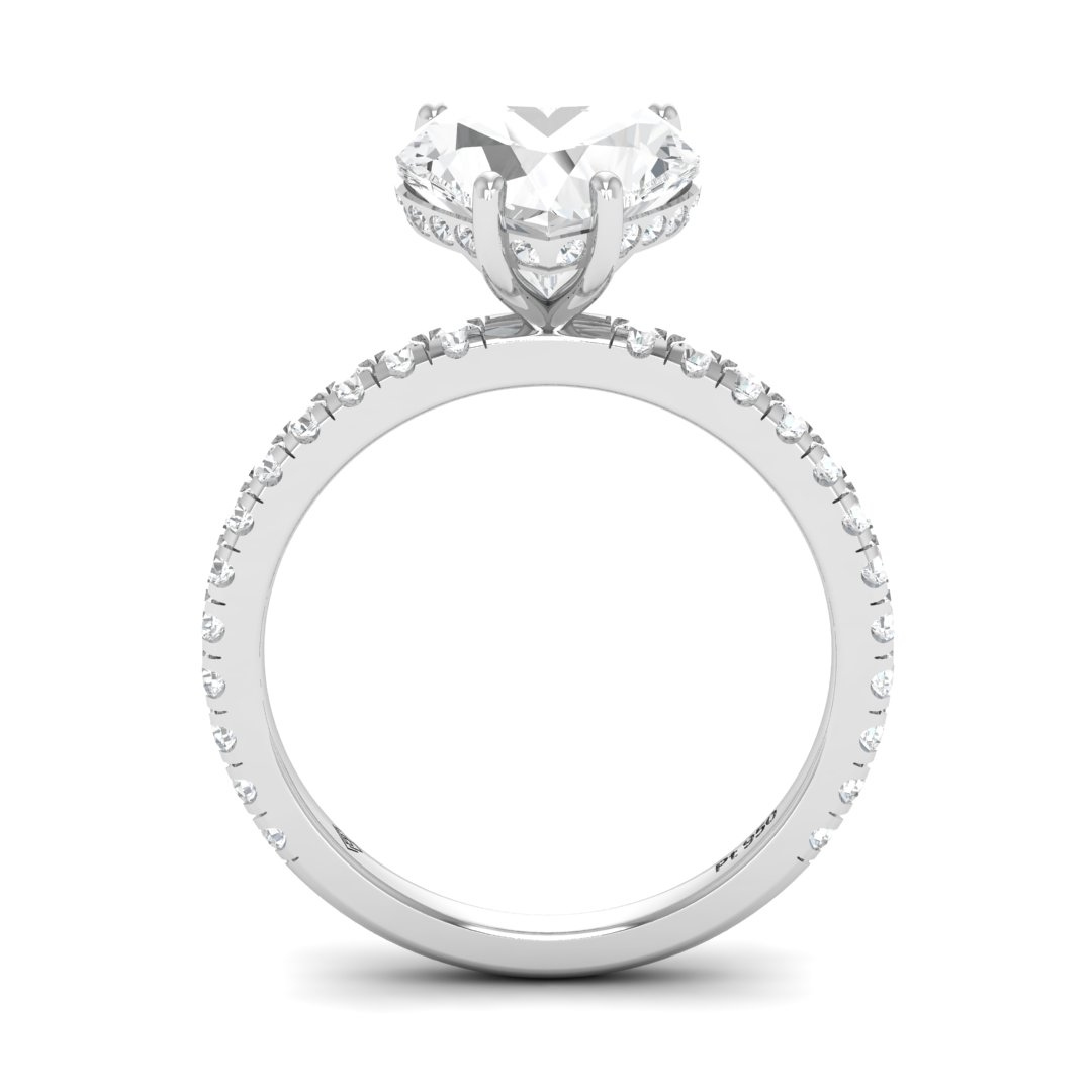 Chloé Heart Cut Diamond Engagement Ring with Diamond Hidden Halo and Diamond Band