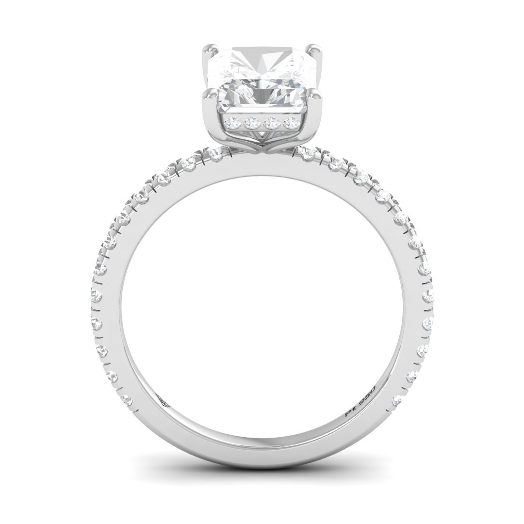 Chloé Radiant Cut Diamond Engagement Ring with Diamond Hidden Halo and Diamond Band