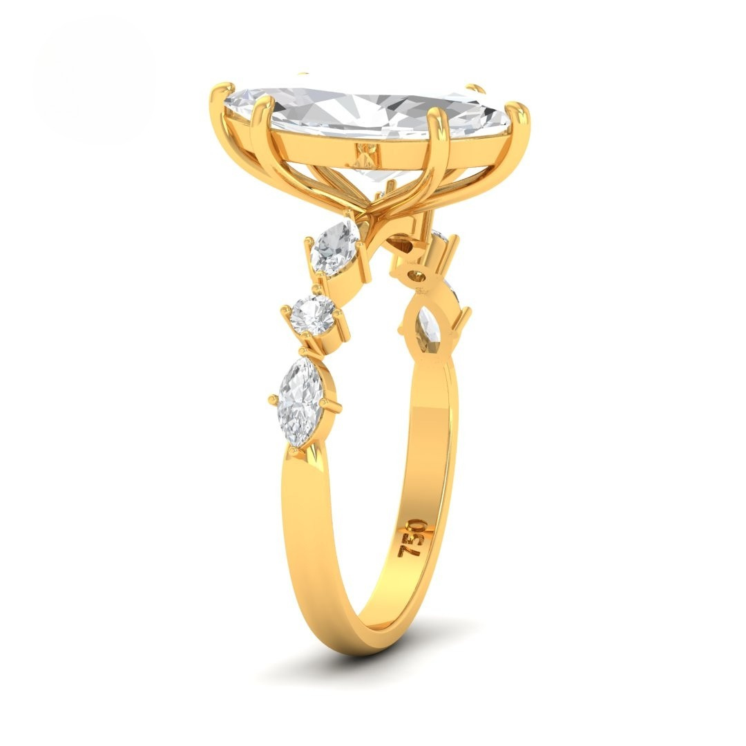 Elizabeth Marquise Cut Diamond Engagement Ring With A Marquise and Round Cut Diamond Band