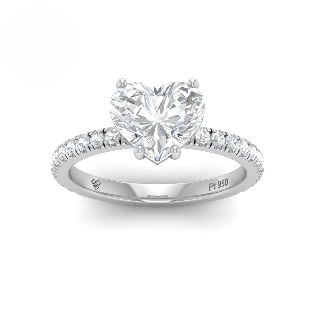 Abigail Heart With Diamond Band Engagement Ring