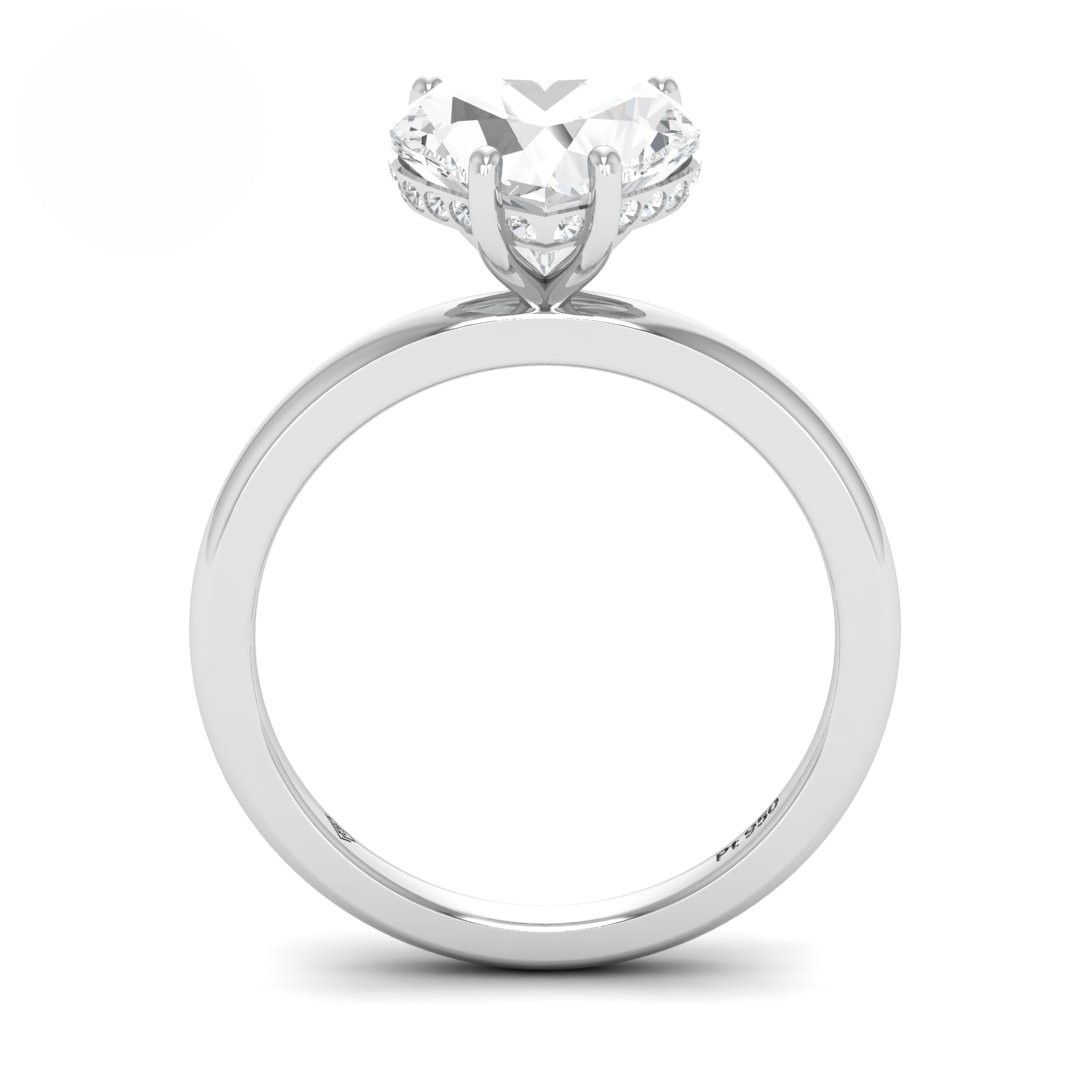 Bague de fiançailles Léa en diamant taille cœur avec halo caché